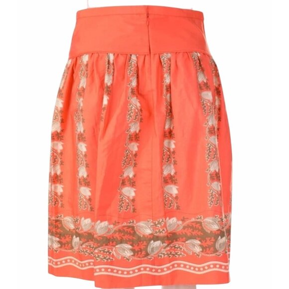J.Crew Apricot Pink Floral A-Line Pleated Tulip Cotton Skirt Womens Size 12 - Picture 11 of 12